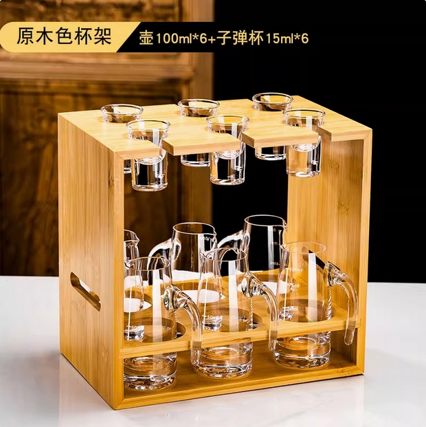 白酒杯套装中式高档 水晶玻璃家用子弹杯一口小酒杯分酒器酒具
